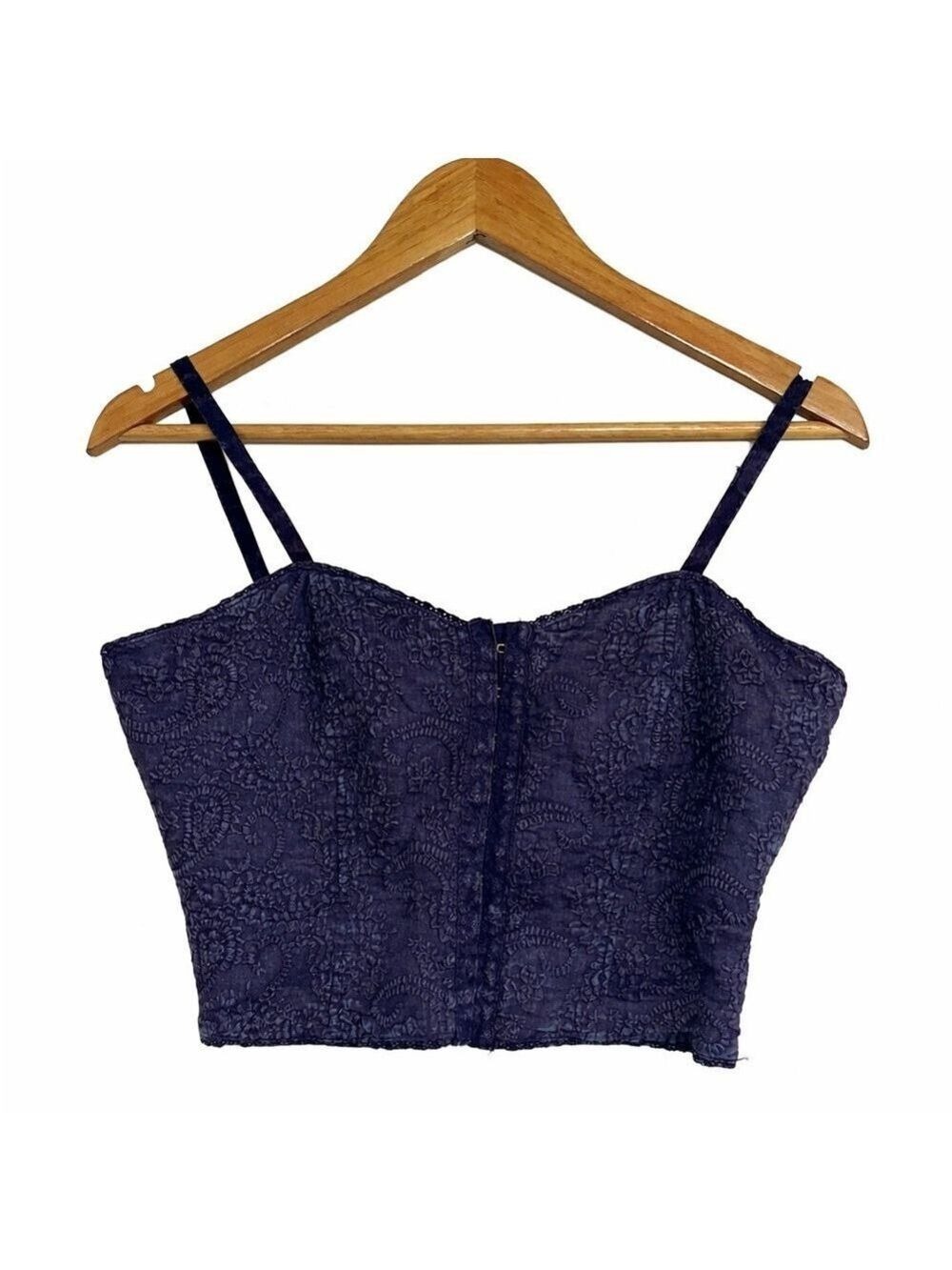 BKE Y2K Corset Crop Top Paisley Embroidered Cami Medium